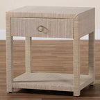 Comodino Nata Bohemian Woven in Erba Naturale con 1 Cassetto