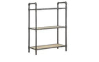 91.4 cm Antique Oak & Sandy Gray Metal 3-Tier Standard Bookcase