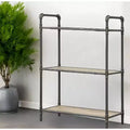 Libreria standard a 3 ripiani 36'' in rovere anticato e metallo grigio sabbia