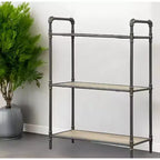 Libreria standard a 3 ripiani in rovere antico e metallo grigio sabbia, 91,4 cm