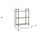 Libreria standard a 3 ripiani in rovere antico e metallo grigio sabbia, 91,4 cm