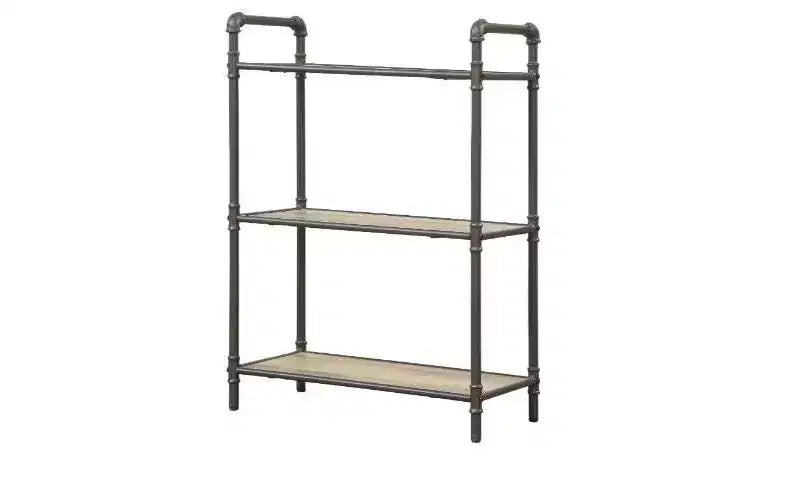 Libreria standard a 3 ripiani 36'' in rovere anticato e metallo grigio sabbia