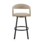 66.0 cm Counter Height Swivel Bar Chair – Beige & Black Faux Leather, Low Back