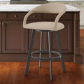 Sgabello da bar girevole da 66,0 cm, altezza bancone – Ecopelle Beige e Nera, schienale basso