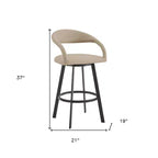 Sgabello da bar girevole da 66,0 cm, altezza bancone – Ecopelle Beige e Nera, schienale basso