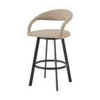 Sgabello da bar girevole da 66,0 cm, altezza bancone – Ecopelle Beige e Nera, schienale basso