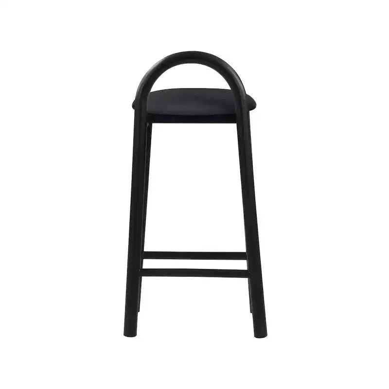Sgabello Calvin in ecopelle vegana nera – Sgabello da bar e cucina moderno
