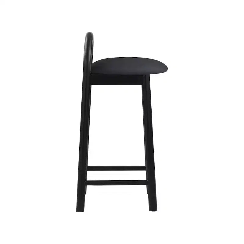 Sgabello Calvin in ecopelle vegana nera – Sgabello da bar e cucina moderno