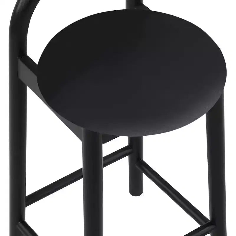 Sgabello Calvin in ecopelle vegana nera – Sgabello da bar e cucina moderno