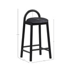Sgabello Calvin in ecopelle vegana nera – Sgabello da bar e cucina moderno