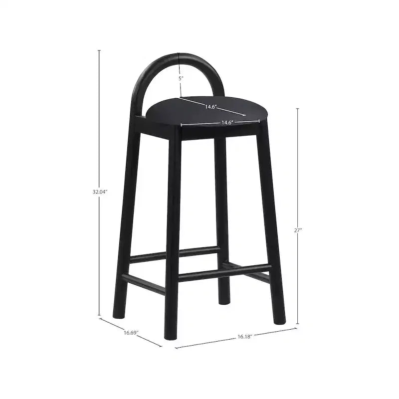 Sgabello Calvin in ecopelle vegana nera – Sgabello da bar e cucina moderno